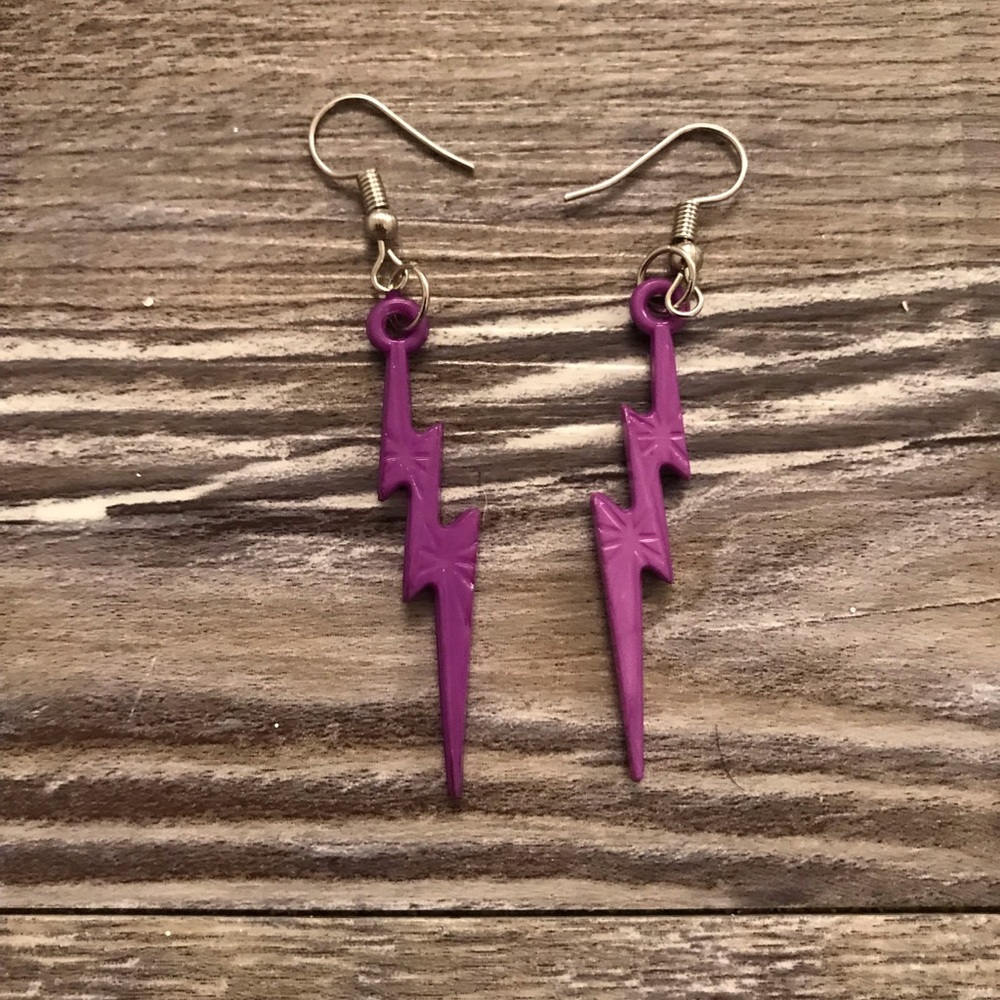 Purple Lightning Bolt Earrings